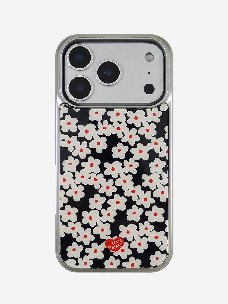 [맥세이프/실버]글라스/에폭시범퍼_Joy Flowers-Black Silver Magsafe Bumpercase