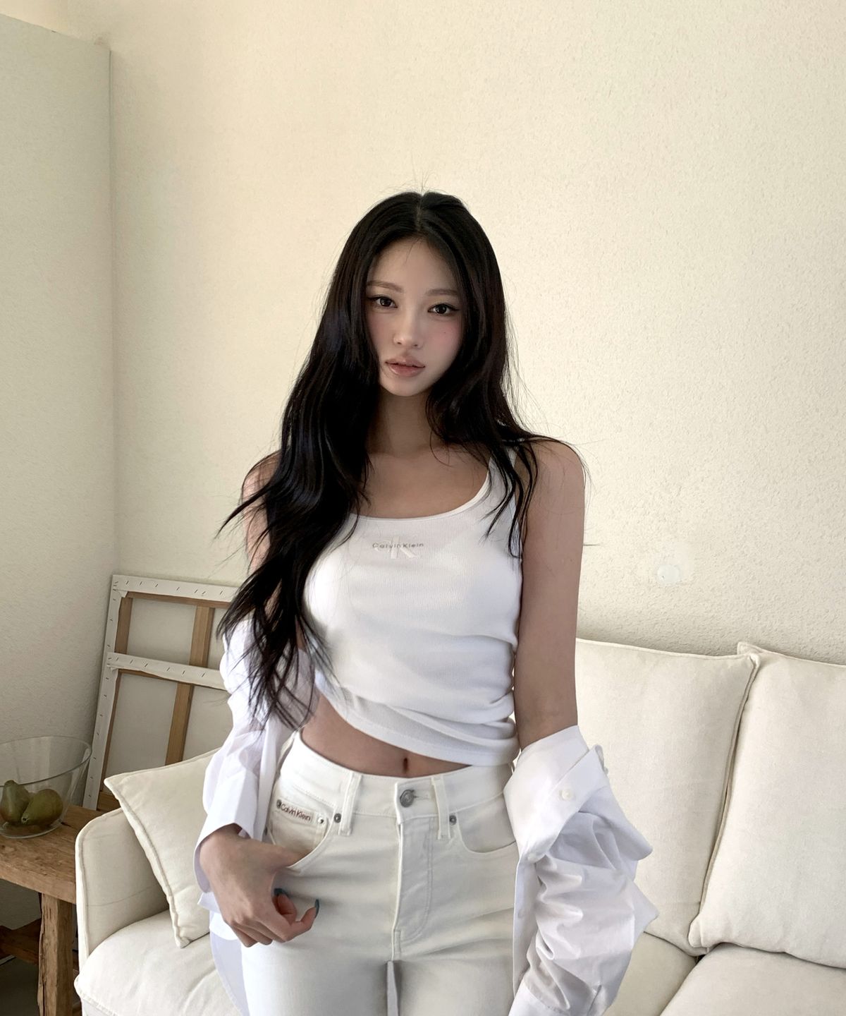캘빈클라인 진(CALVIN KLEIN JEANS) 여성 모노로고 스쿱 립 탱크탑 47A804G YAA