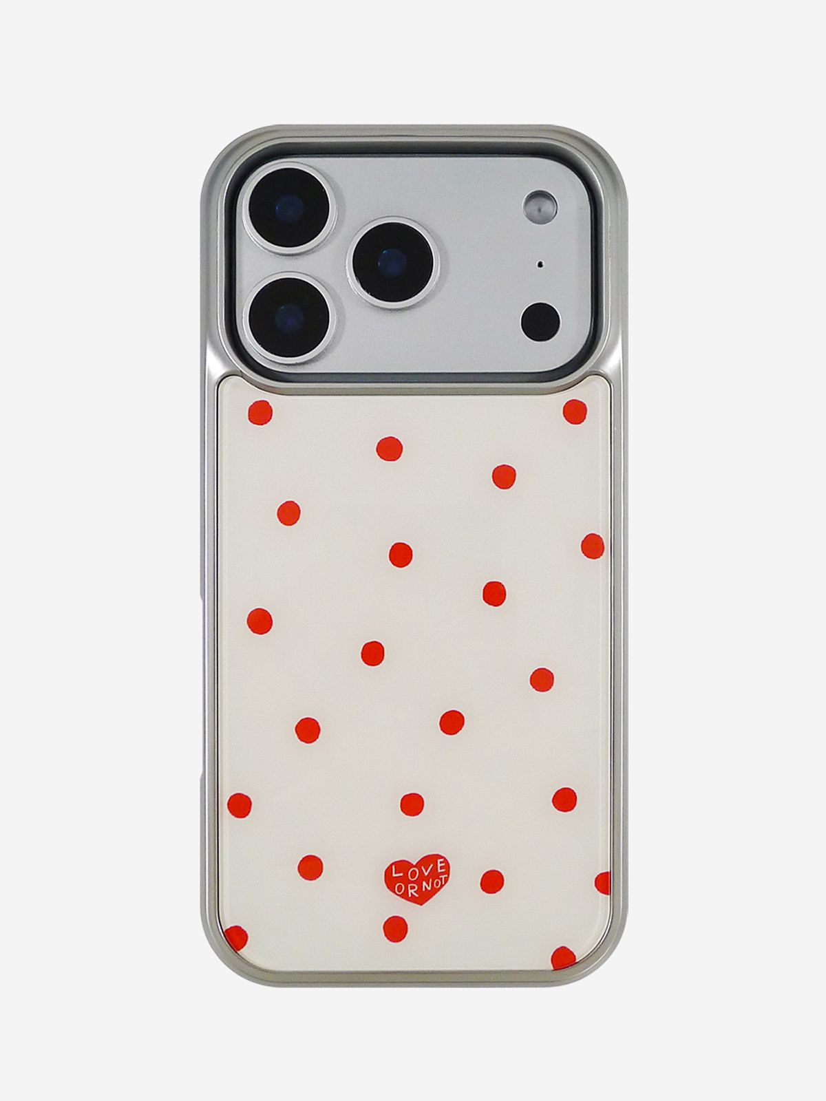 러브오낫(LOVE OR NOT) [맥세이프/실버]글라스/에폭시범퍼_Red Balls-Ivory Silver Magsafe Bumpercase