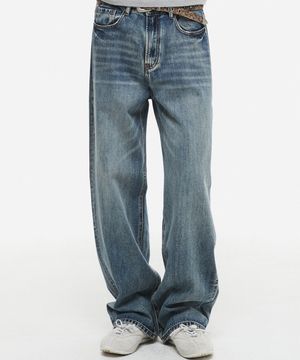 릴렉스 와이드 데님 팬츠 블루