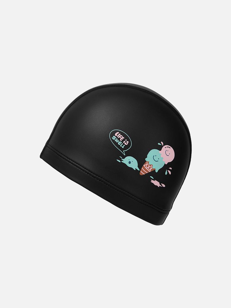 키즈 더블스쿱 실리콘 코팅 스윔 캡 블랙 (B6SKASC003BLK)