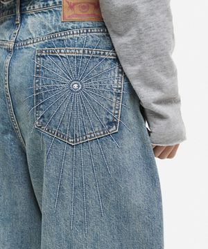 스파이더 스티치 데님 팬츠 블루