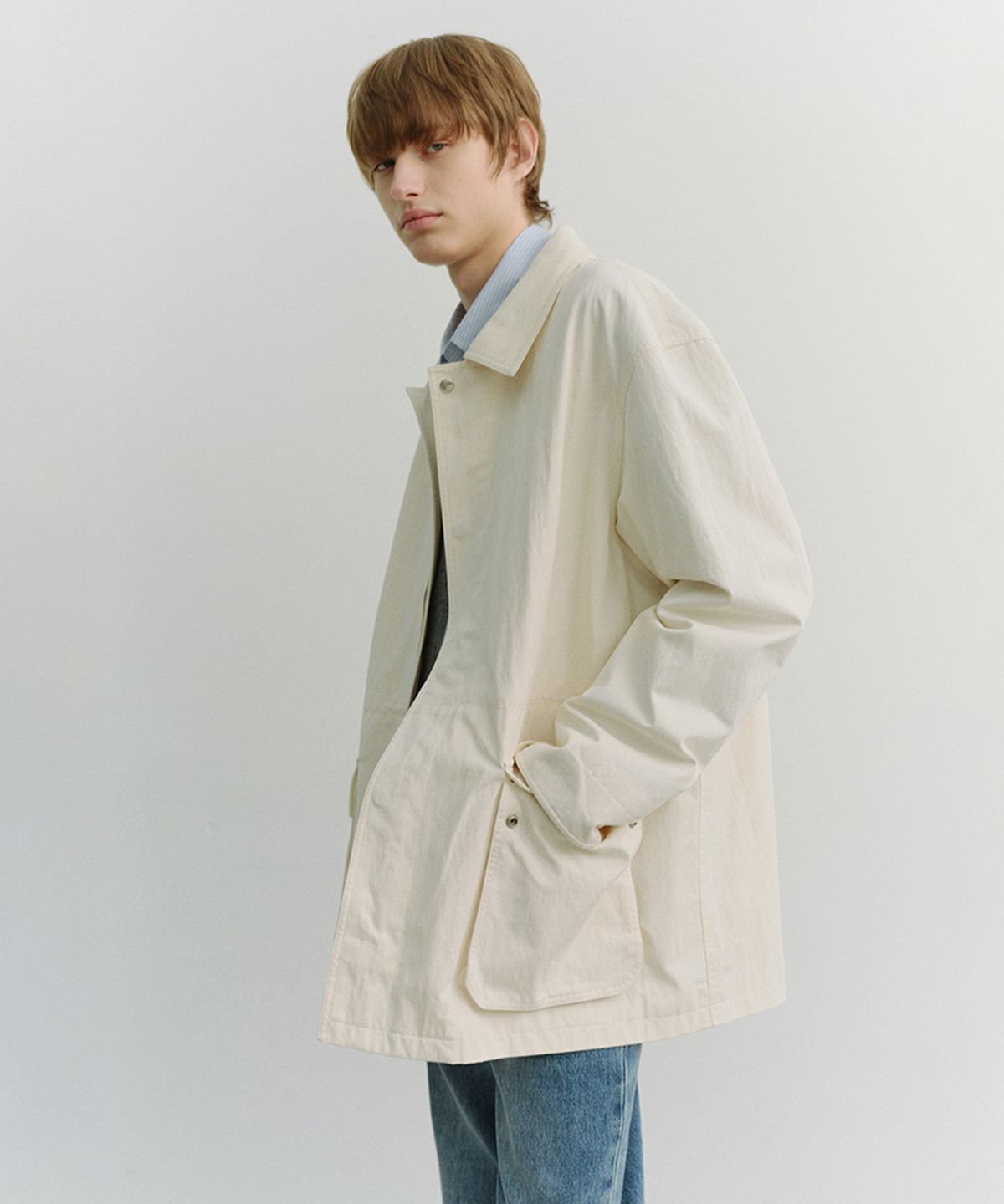 던스트 포 맨(DUNST FOR MEN) COTTON CHORE JACKET_UNISEX_UDJA6A101_OFF WHITE