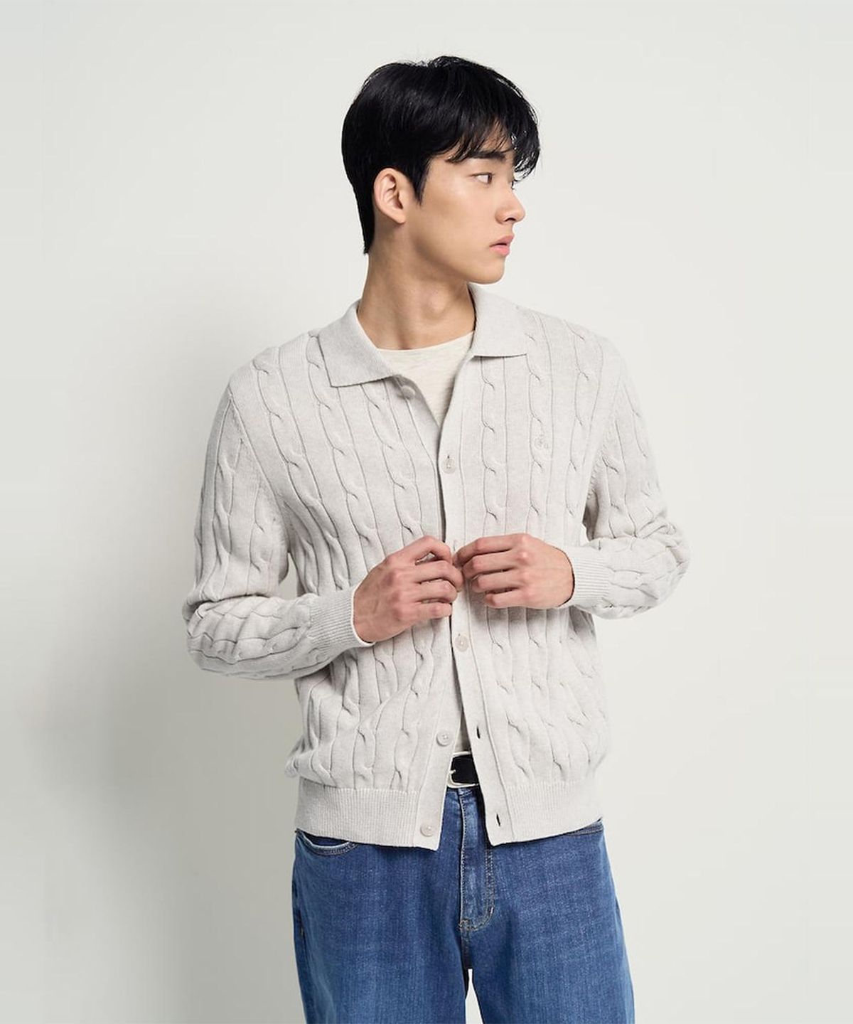 빈폴 멘(BEANPOLE MEN) 케이블 칼라넥 카디건  베이지