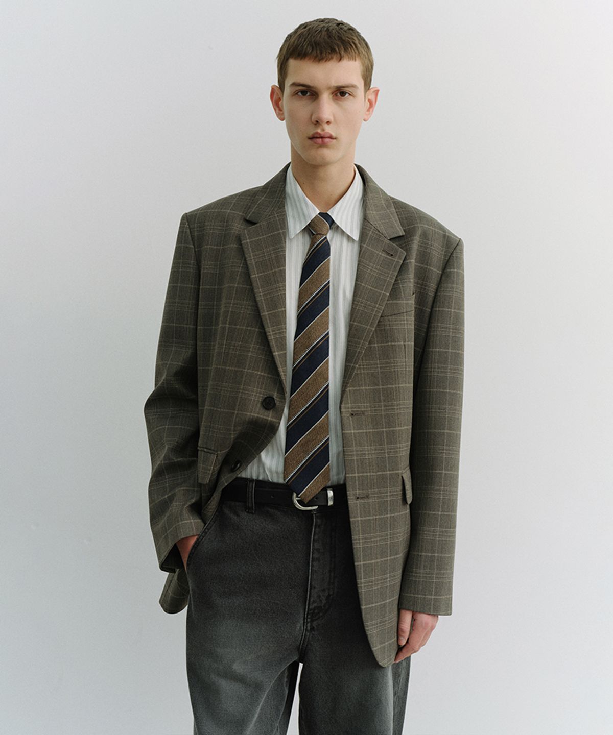 던스트 포 맨(DUNST FOR MEN) 2 BUTTON WOOL BLAZER_UNISEX_UDJA6A102_GREY CHECK