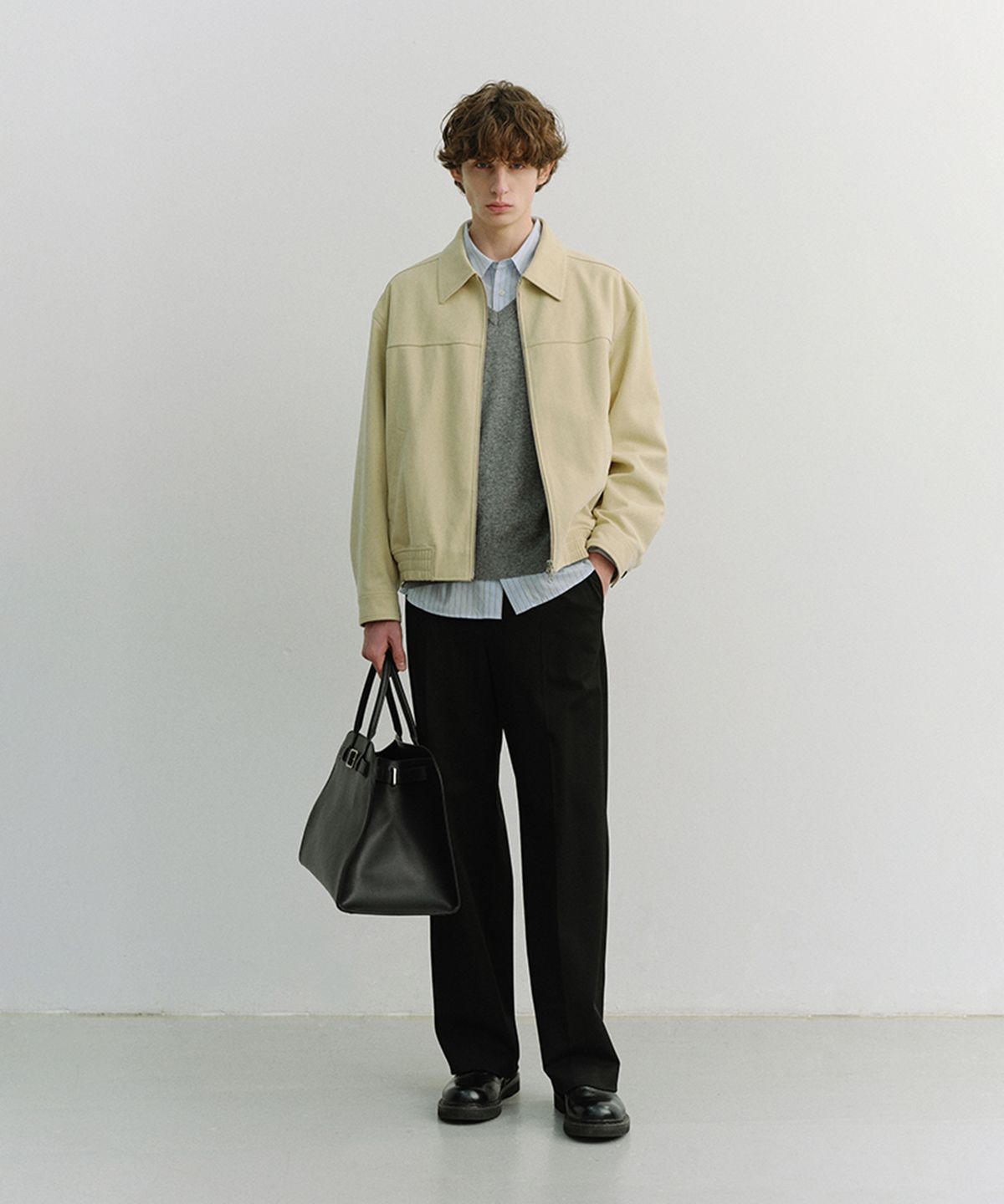 던스트 포 맨(DUNST FOR MEN) ALTER-SUEDE COLLARED BLOUSON_UNISEX_UDJU6A107_CREAM