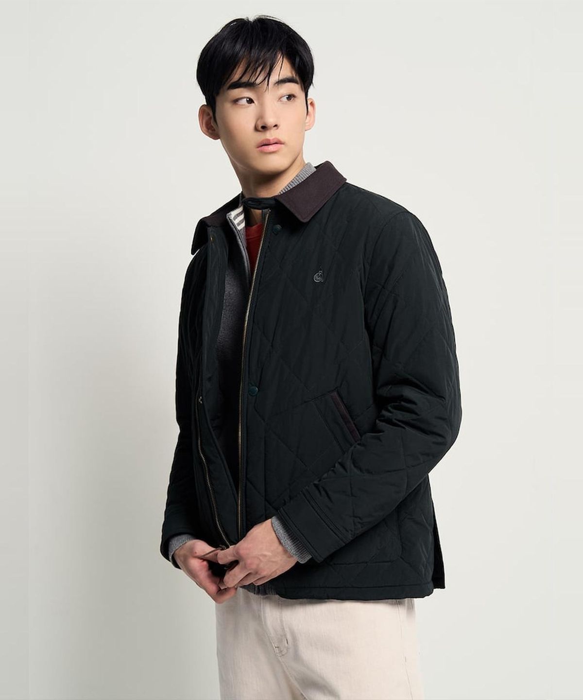빈폴 멘(BEANPOLE MEN) 다이아 퀼팅 패딩 사파리  그린