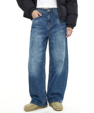 로만 레귤러핏 데님팬츠 다크블루