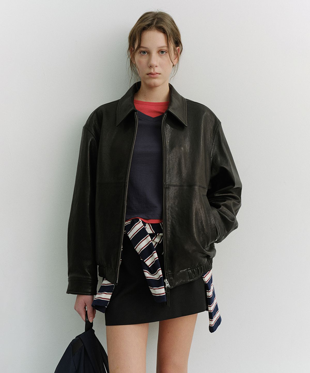 던스트(DUNST) UNISEX DRIZZLER LEATHER JACKET_UDJU6A105_BLACK