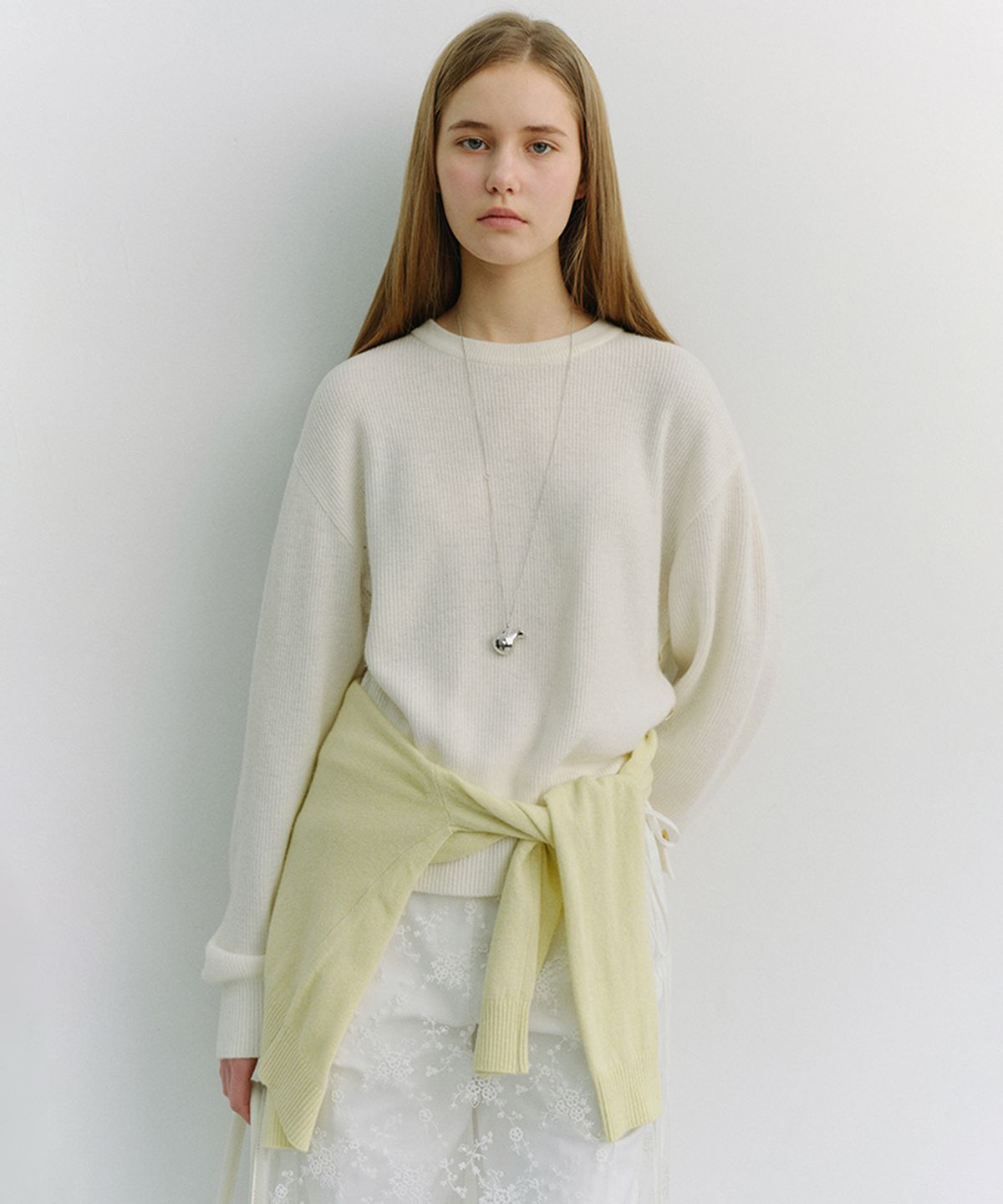 던스트(DUNST) UNISEX BUTTONED CREWNECK SWEATER_UDSW6A107_IVORY