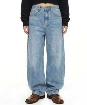 로만 레귤러핏 데님팬츠 라이트블루