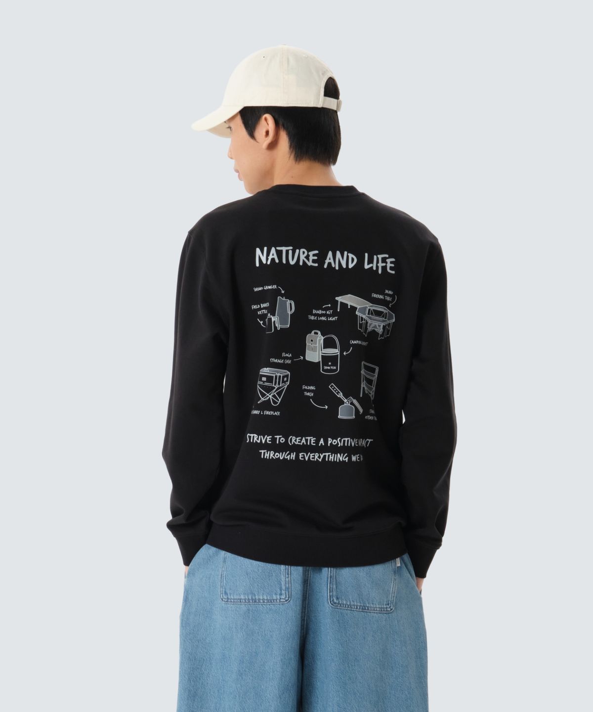 스노우피크 어패럴(SNOWPEAK APPAREL) 기어 그래픽 맨투맨 (S26SMFHT56) Black