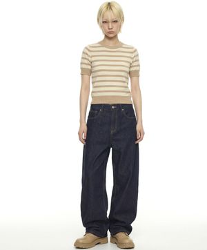 로만 레귤러핏 데님팬츠 논페이드 블루