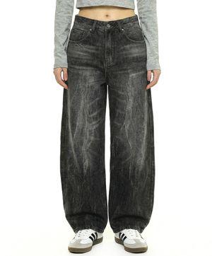 로만 레귤러핏 데님팬츠 다크그레이
