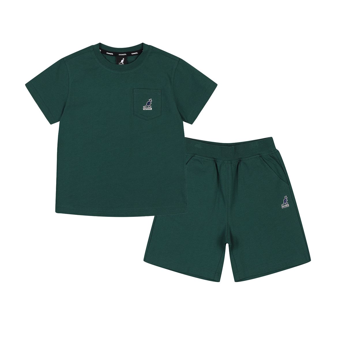 캉골키즈(KANGOL KIDS) 로고 포인트 숏 슬리브 세트웨어 SB 0002 다크 그린