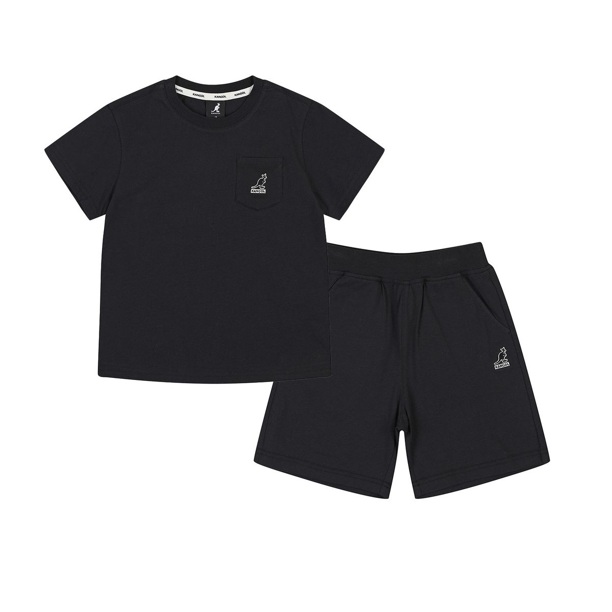 캉골키즈(KANGOL KIDS) 로고 포인트 숏 슬리브 세트웨어 SB 0002 블랙