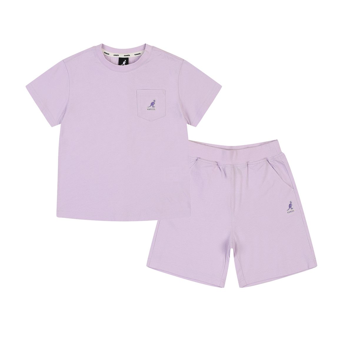 캉골키즈(KANGOL KIDS) 로고 포인트 숏 슬리브 세트웨어 SB 0002 라벤더