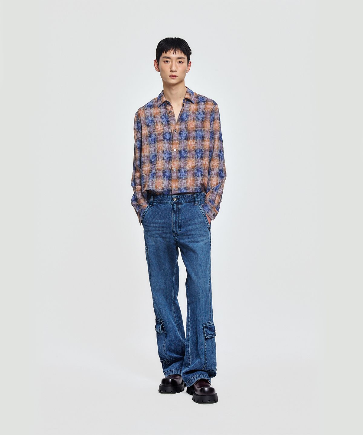 엠티더블유(MTW) 세미 크롭 빈티지 체크 셔츠
