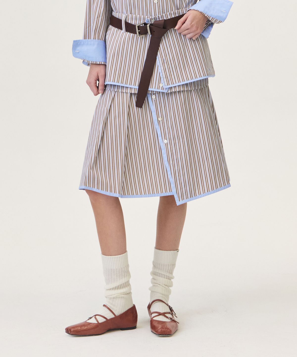 그로브(GROVE) SENA LAYERED SKIRT (BROWN)