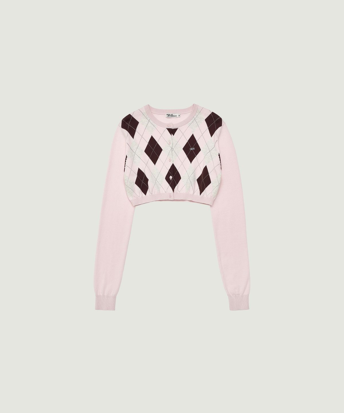 그로브(GROVE) VENI ARGYLE CROP CARDIGAN (PINK)