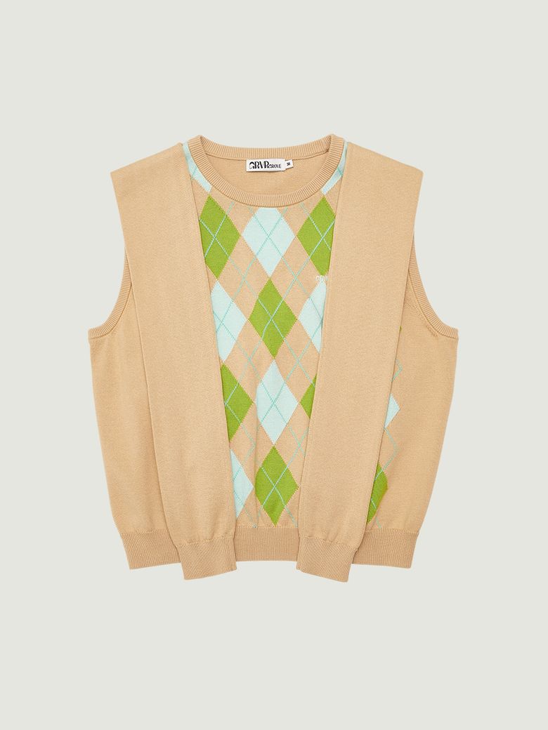 VENI ARGYLE VEST (BEIGE)