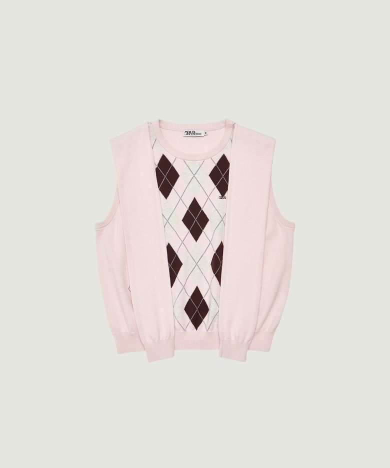 VENI ARGYLE VEST (PINK)