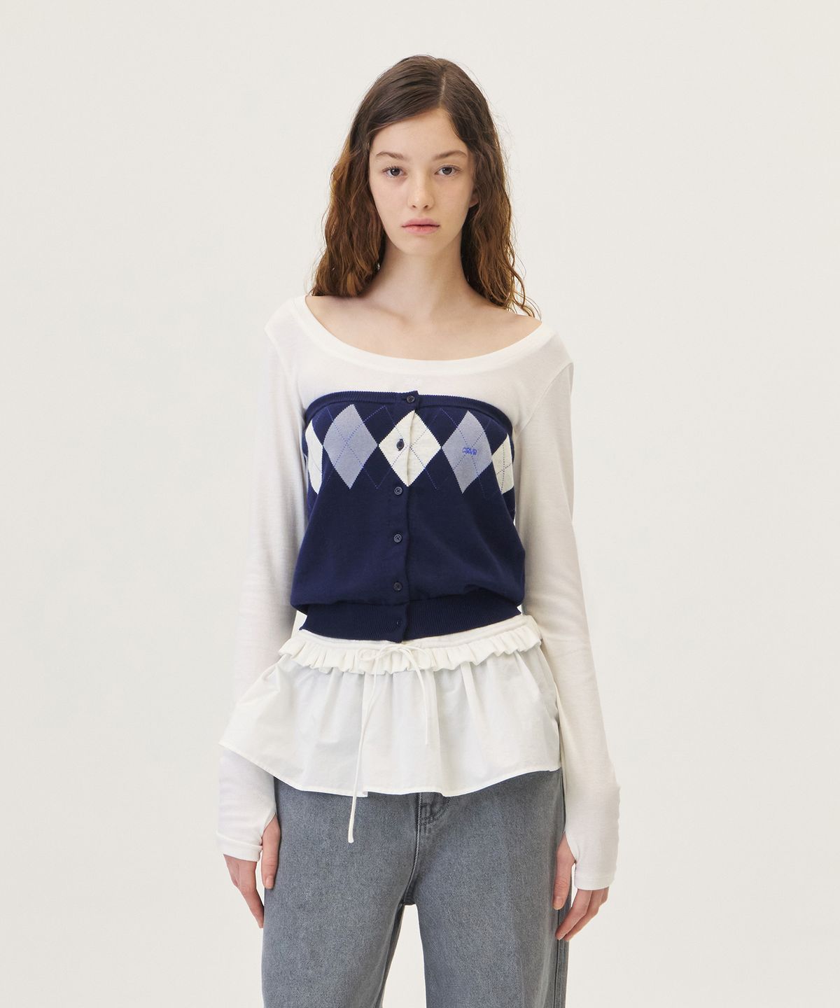 그로브(GROVE) VENI ARGYLE TUBE TOP (NAVY)