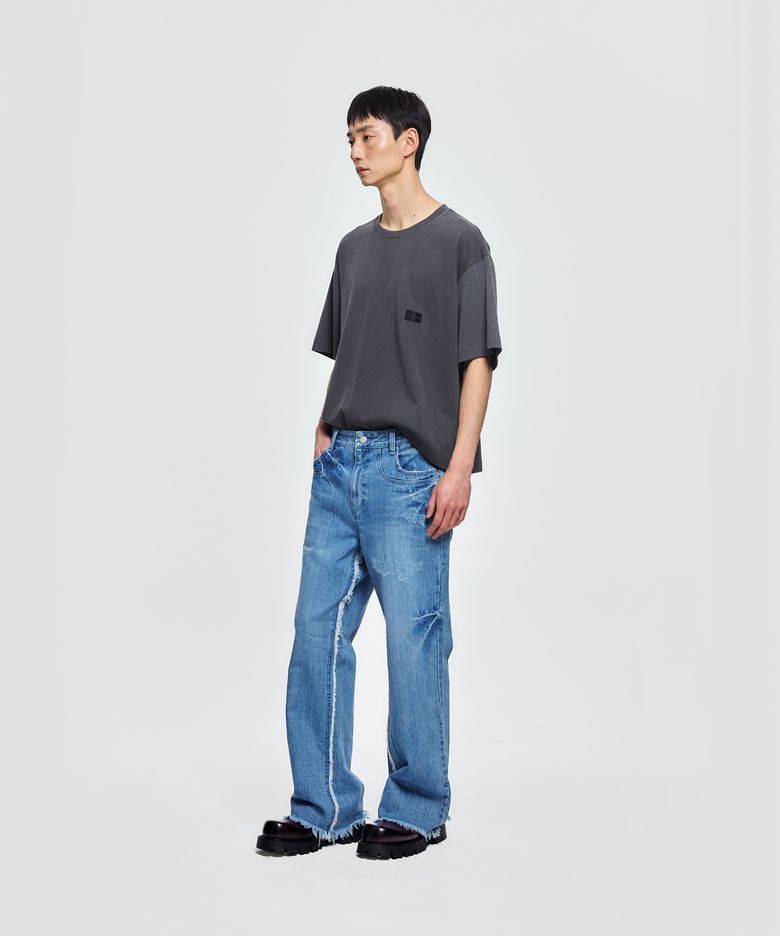 피그먼트 다잉 로고 자수 티셔츠