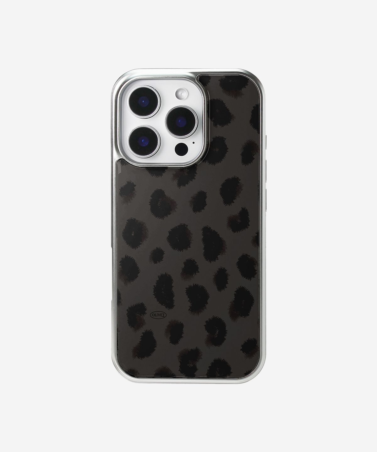 올리베(OLIVET) (S26 출시) silver leopard glass bumper case (+magsafe) 호피 레오파드 아이폰 갤럭시 맥세이프 에폭시 실버 범퍼 케이스