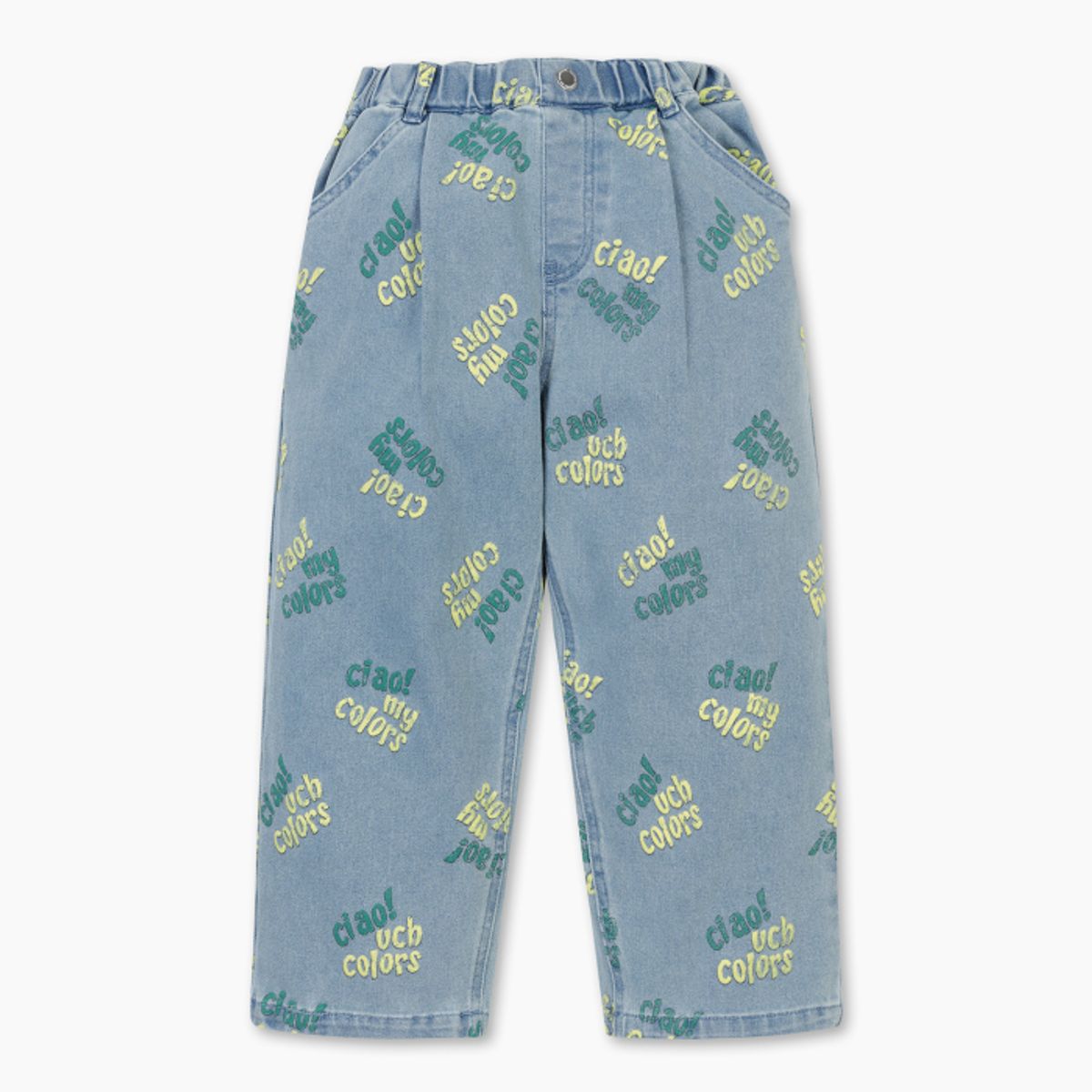 베네통키즈(BENETTONKIDS) 컬러스 레터링 데님 팬츠_QADP03611BL