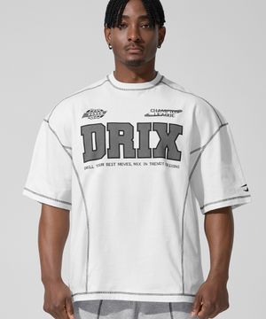 오버로크 스티치 오버핏 하프 슬리브_화이트