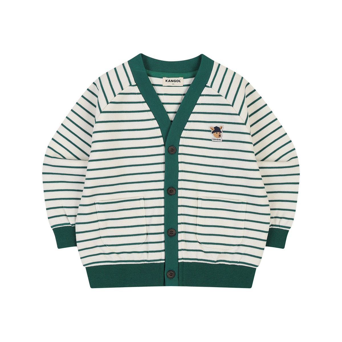 캉골키즈(KANGOL KIDS) [베이비] 저지 피케 스트라이프 가디건 SA 0C04 다크 그린