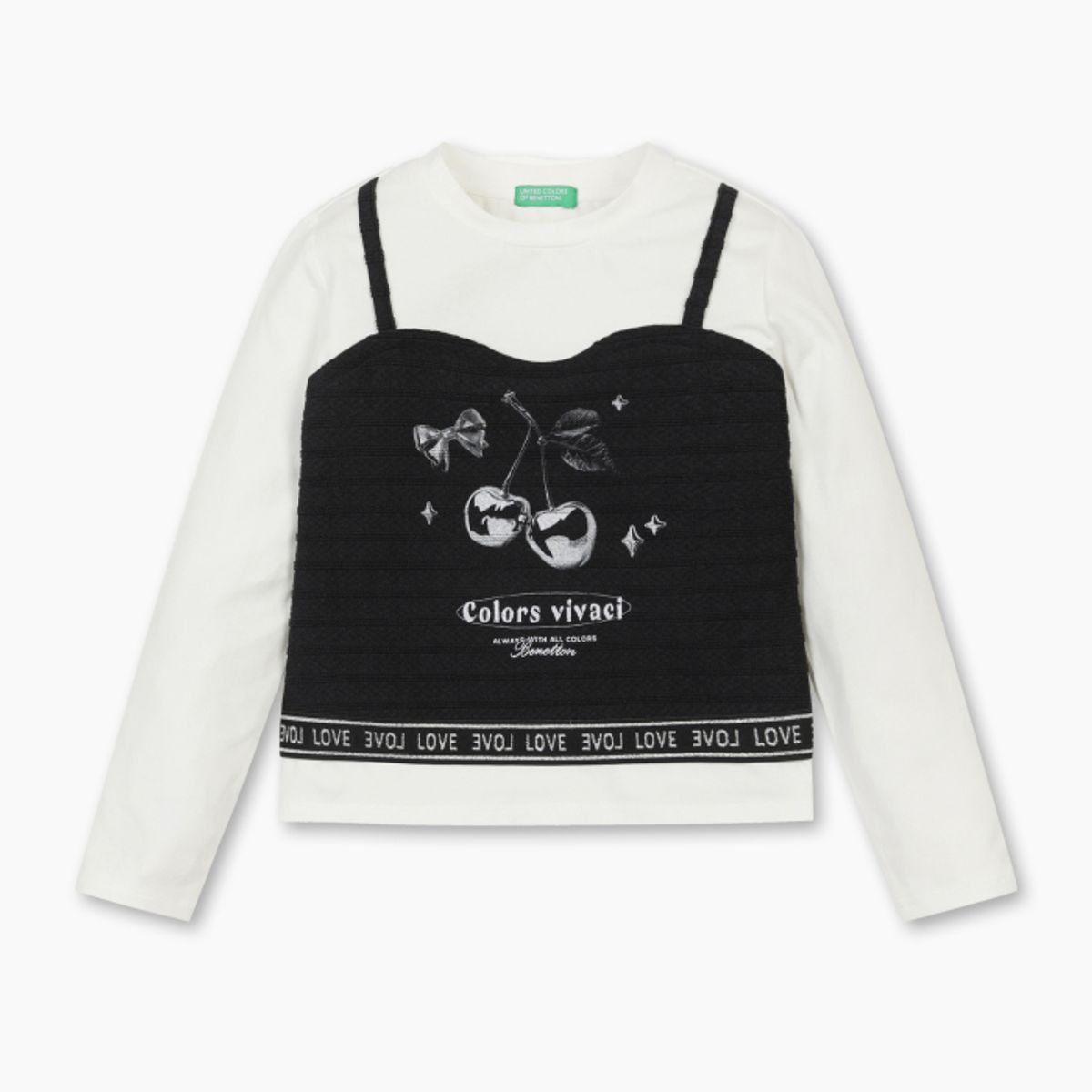 베네통키즈(BENETTONKIDS) 뷔스티에 레이어드 티셔츠_QATS13611BK