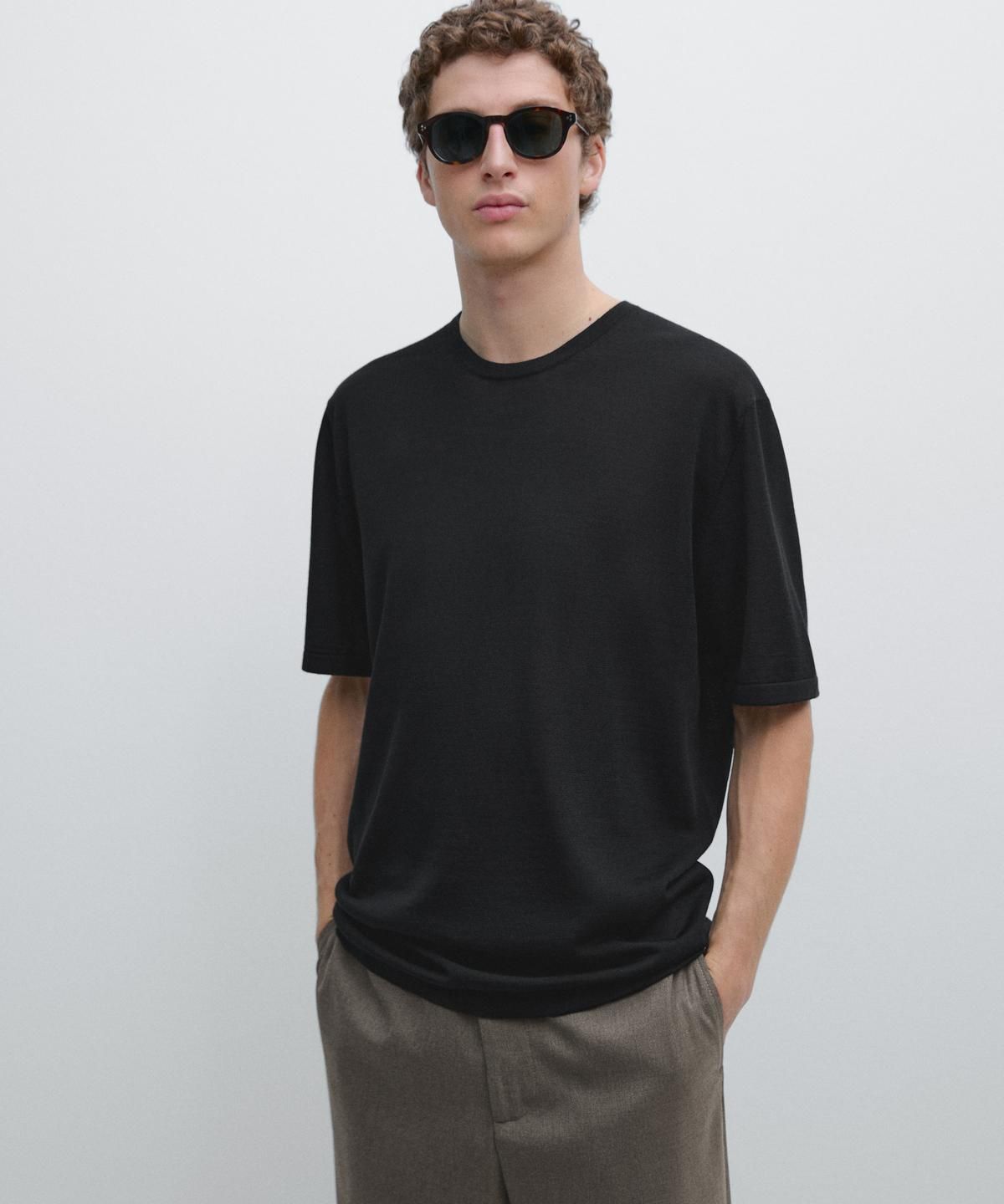 마시모두띠(MASSIMO DUTTI) 울 혼방 반팔 니트
