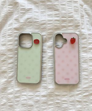 (S26 출시) button dot silver bumper case (+magsafe) 사과 딸기 단추 아이폰 갤럭시 맥세이프 에폭시 실버 범퍼 케이스