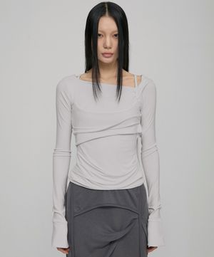 Layered Bustier Long Sleeve (FL-105_Cloud White)