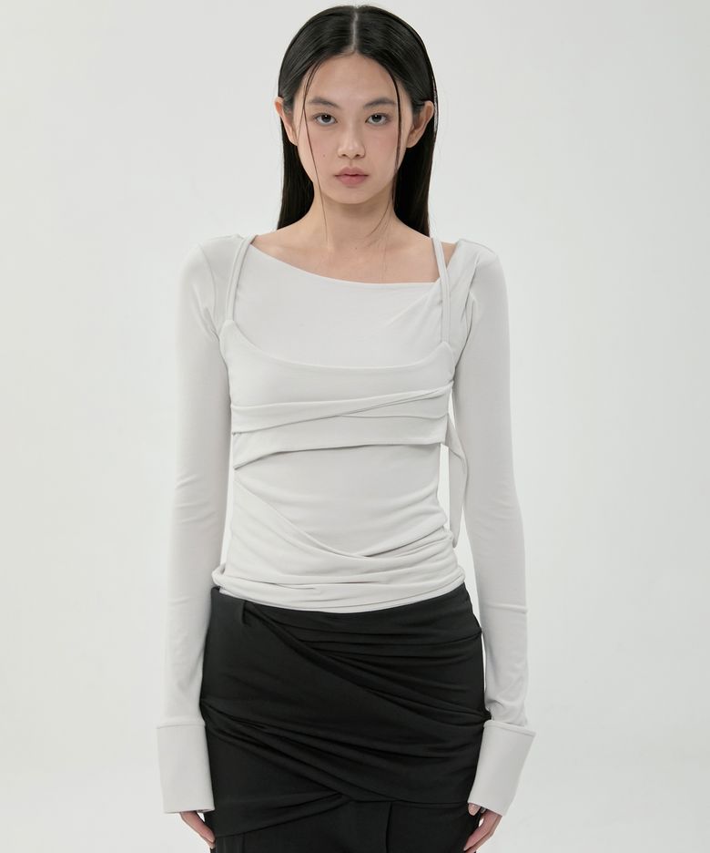 Layered Bustier Long Sleeve (FL-105_Cloud White)