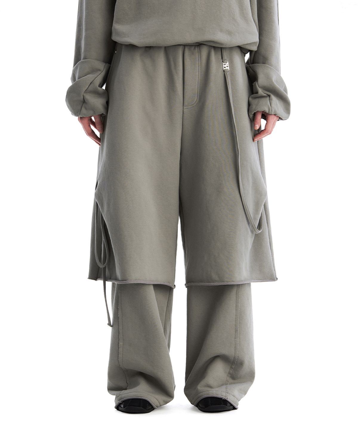 트리밍버드(TREEMINGBIRD) TMB Layered Strap Sweat Pants [ Gray ]