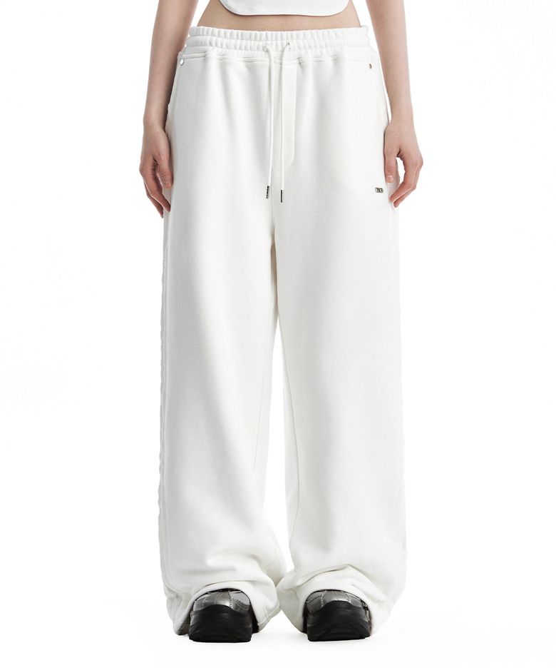 TMB Raw Cut Sweat Set-Up Pants [ White ]