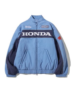 Piping Motorcycle Blouson Jacket Light Blue