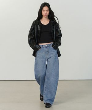 우먼즈 커브드 데님 팬츠 [라이트 인디고]