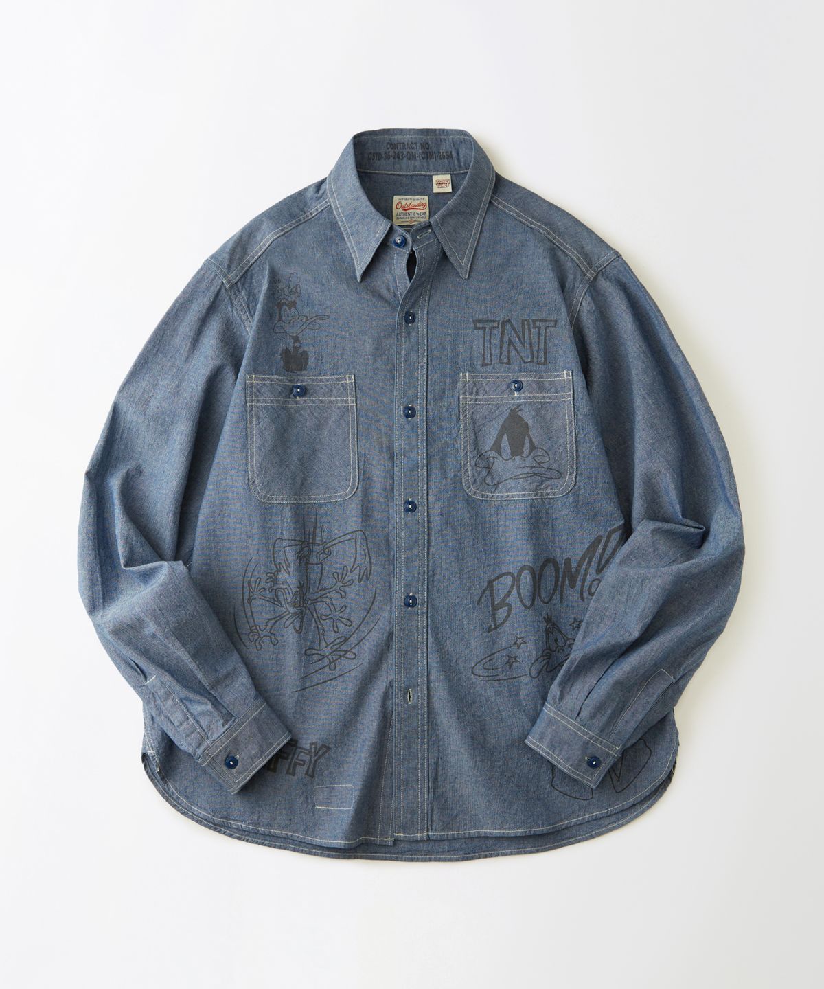 아웃스탠딩(OUTSTANDING) [LOONEY TUNES] USN CHAMBRAY SHIRT_L.BLUE