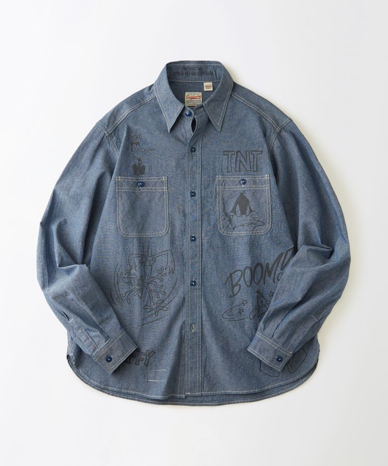 [LOONEY TUNES] USN CHAMBRAY SHIRT_L.BLUE