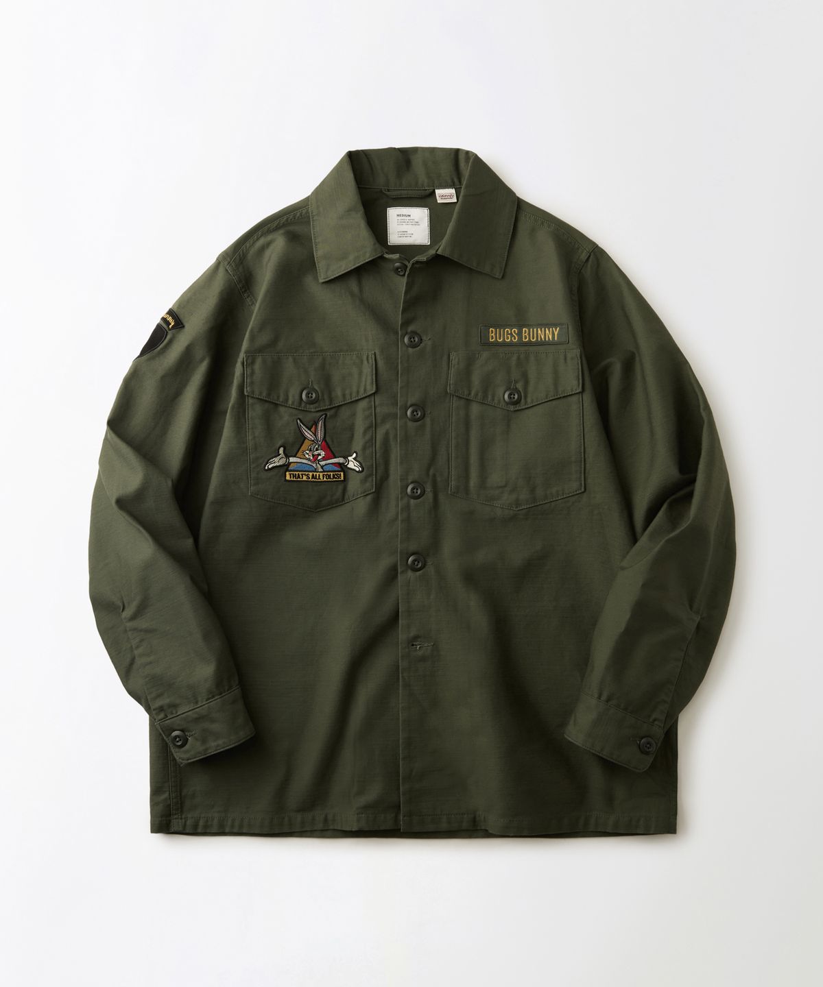 아웃스탠딩(OUTSTANDING) [LOONEY TUNES] WAPPEN FATIGUE SHIRT_OLIVE GREEN