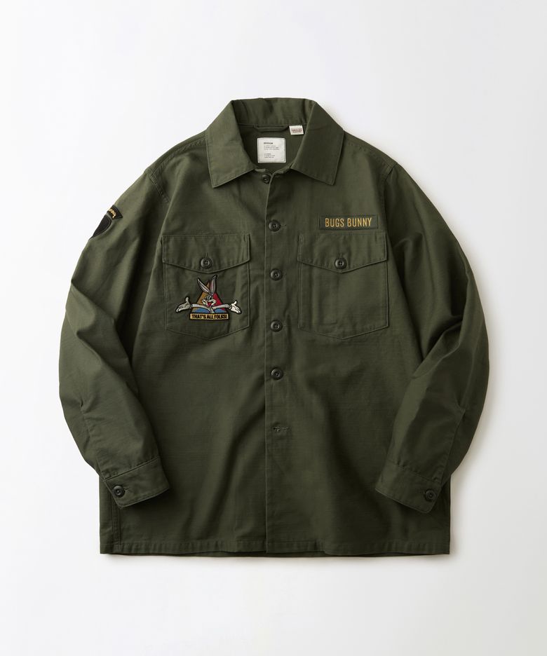 [LOONEY TUNES] WAPPEN FATIGUE SHIRT_OLIVE GREEN