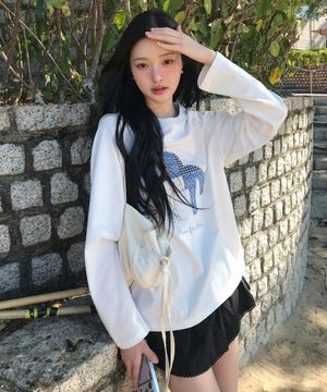 홀스 플라워 패치워크 티셔츠 ( 화이트 )