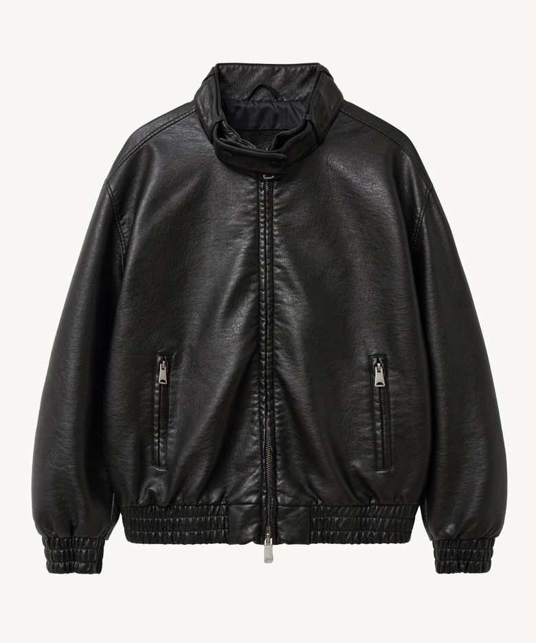 8302 워싱 레더 블루종 (BLACK)