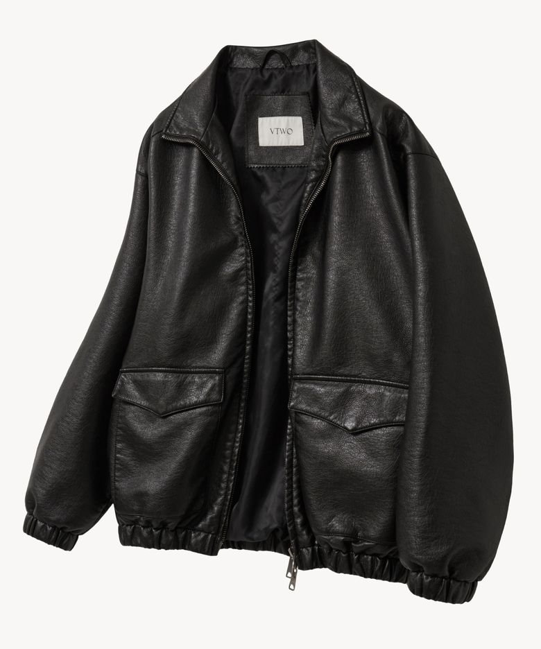 8299 워싱 레더 오버핏 자켓 (BLACK)
