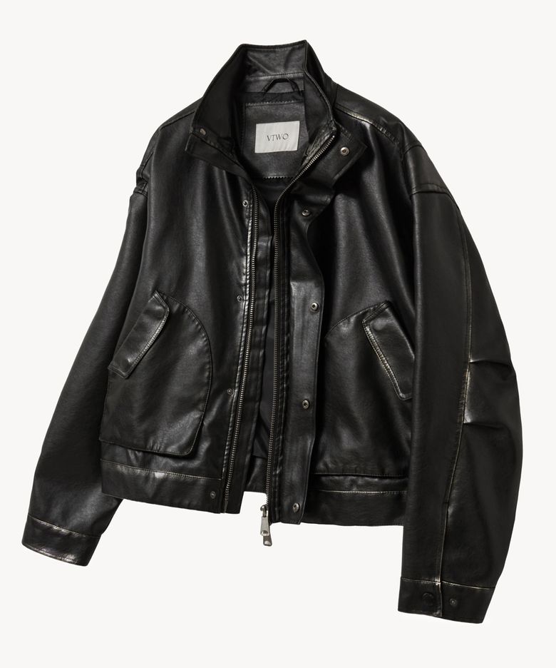 8296 빈티지 워싱 크롭 레더 자켓 (BLACK)