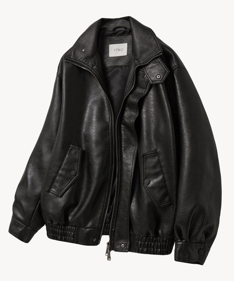 8279 오버핏 워싱 레더 자켓 (BLACK)